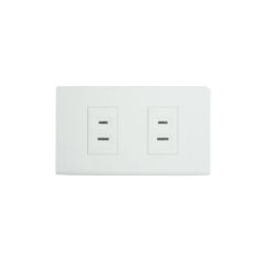 Alphalux 2gang Flat Pin Outlet With Plate